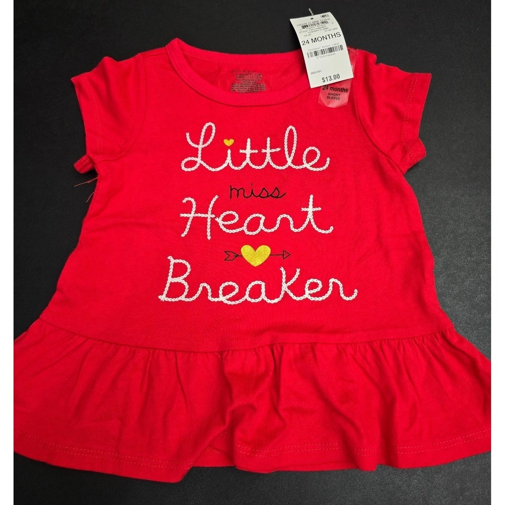 NWT Garanimals Girls 'Cherry Flame' Little Miss Heart Breaker Peplum Tunic – 24M